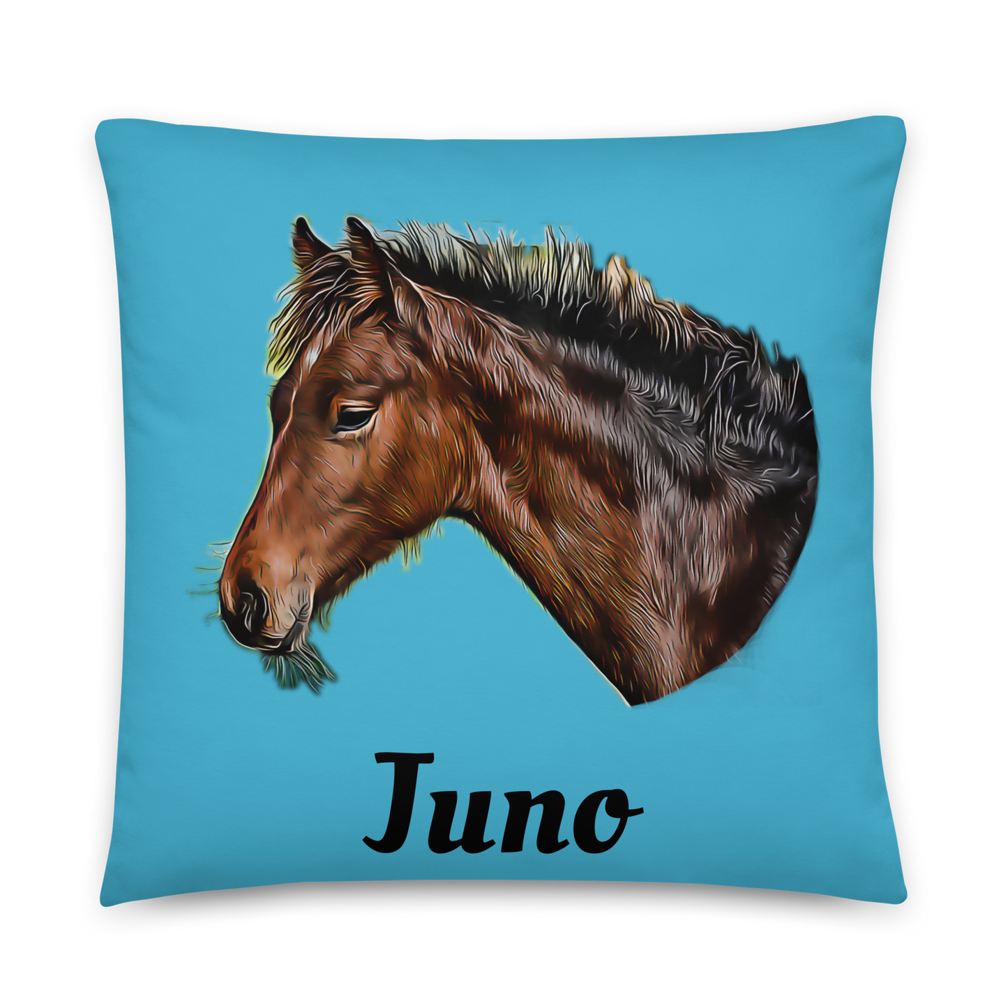 Hand Drawn Horse || Horse Square Throw Pillow - Comic - Personalized; Personalized with your horse