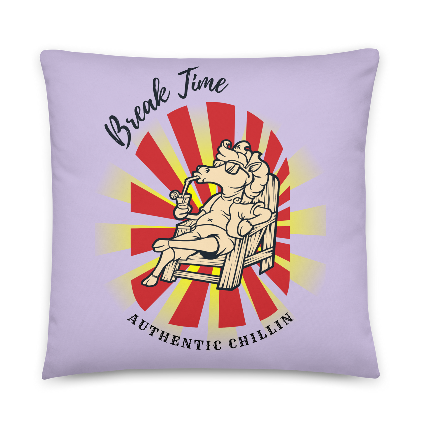 Hand Drawn Horse || Horse Square Throw Pillow - Design: "Break Time"; Static Design; Personalizable Text