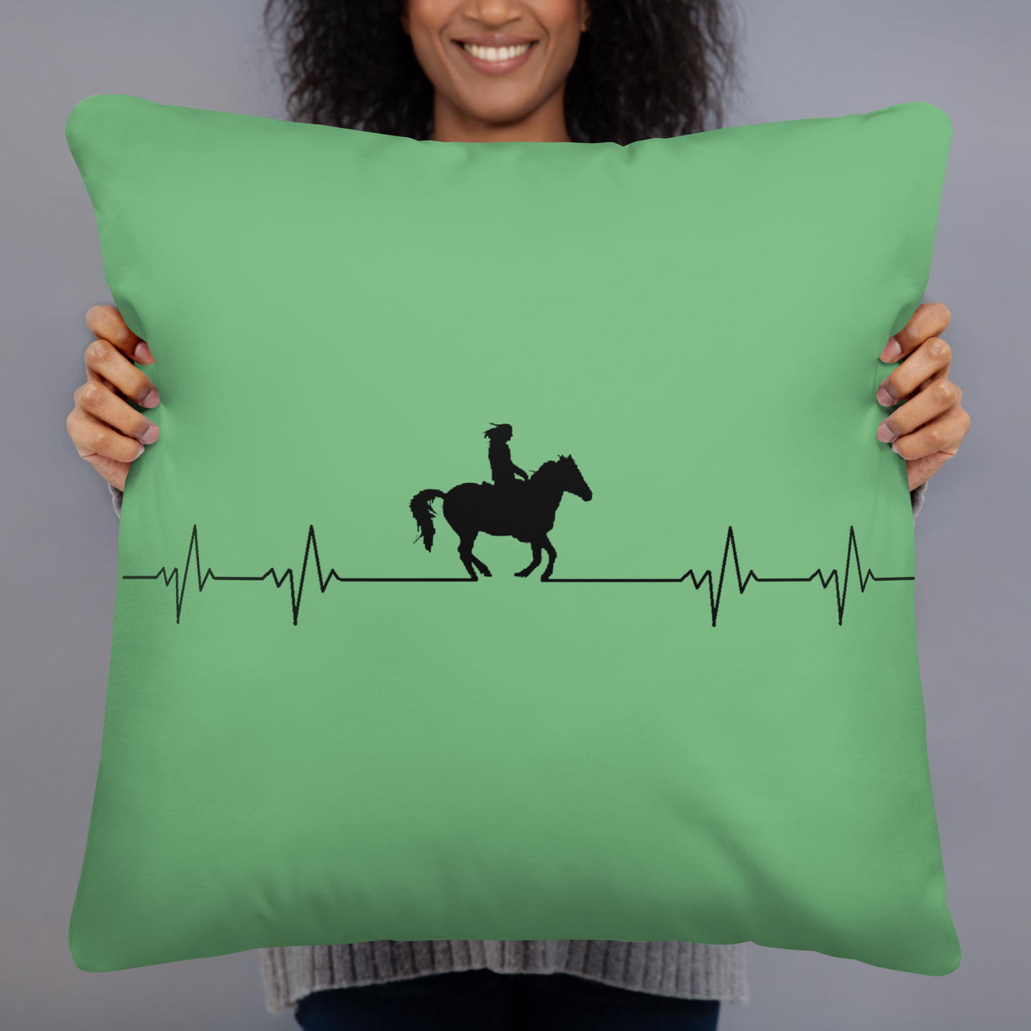 Hand Drawn Horse || Horse Square Throw Pillow - Design: "Heartbeat"; Static Design; Personalizable Text