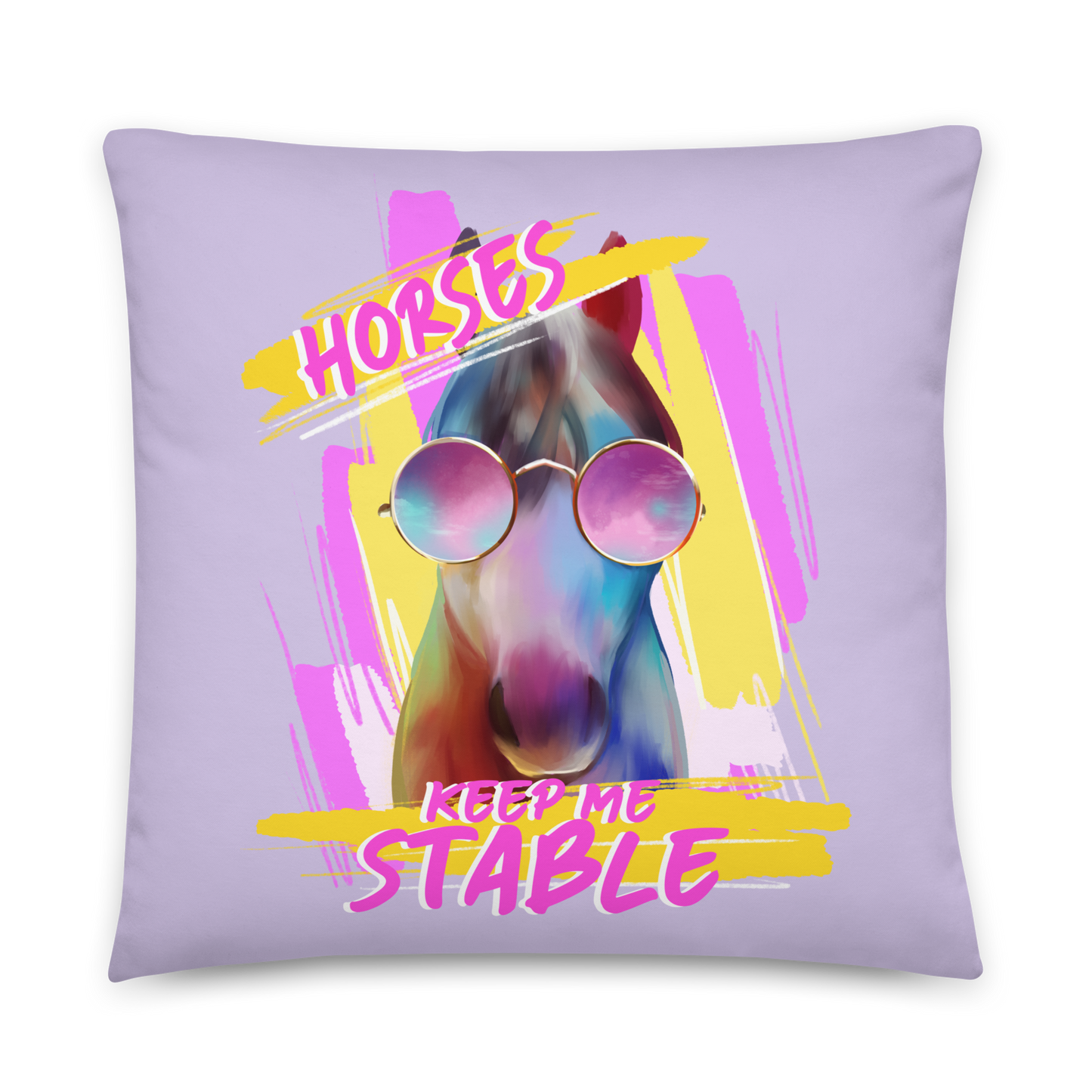 Hand Drawn Horse || Horse Square Throw Pillow - Design: "Stable"; Static Design; Personalizable Text