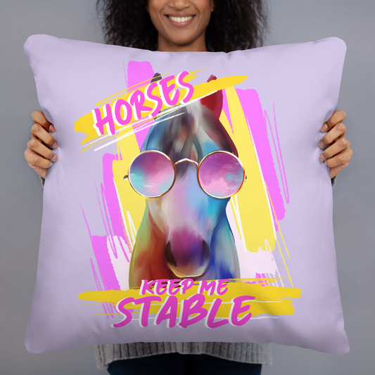 Hand Drawn Horse || Horse Square Throw Pillow - Design: "Stable"; Static Design; Personalizable Text