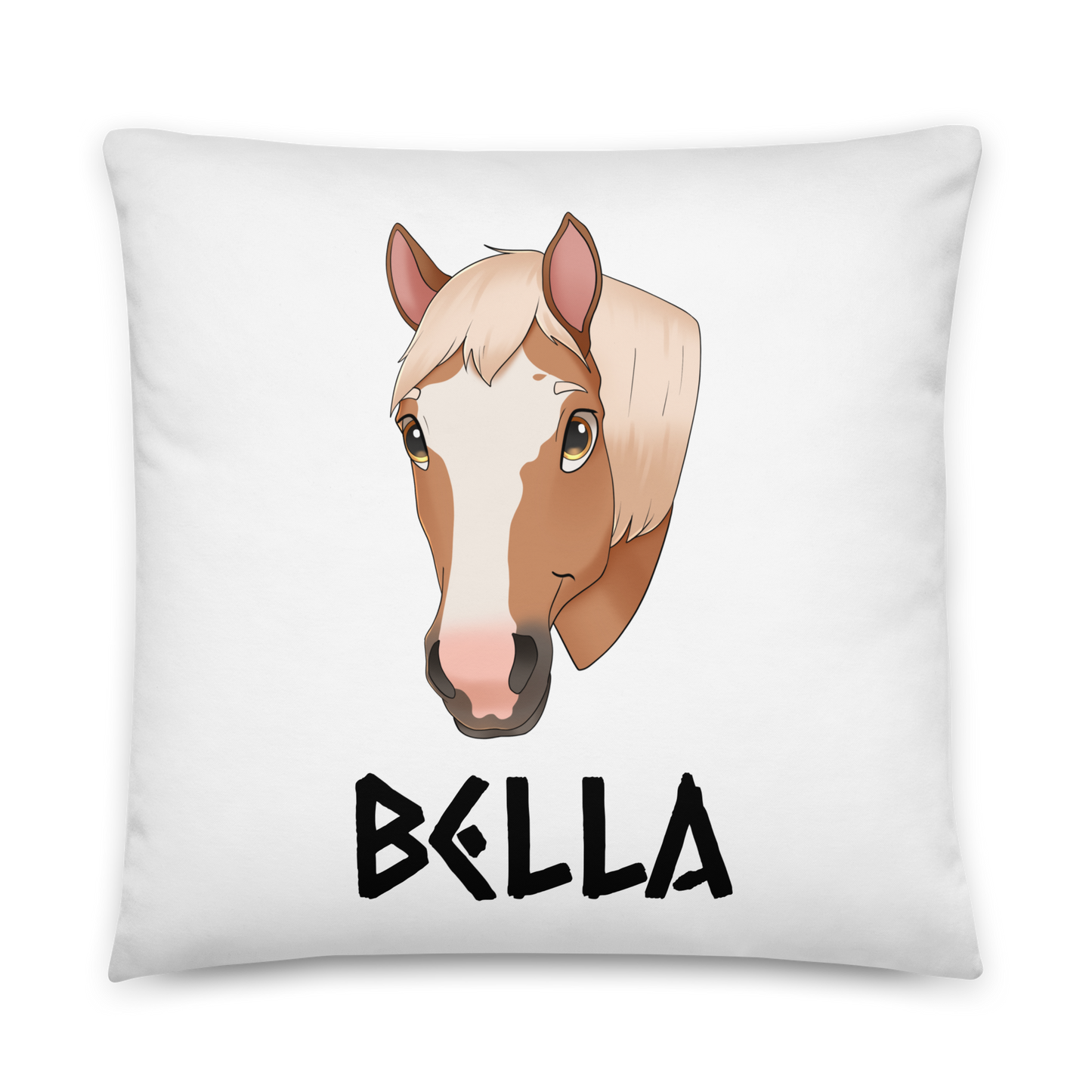 Hand Drawn Horse || Horse Square Throw Pillow - Fairytale Cartoon - Hand Drawn & Personalized; Hand drawn & personalized with your horse
