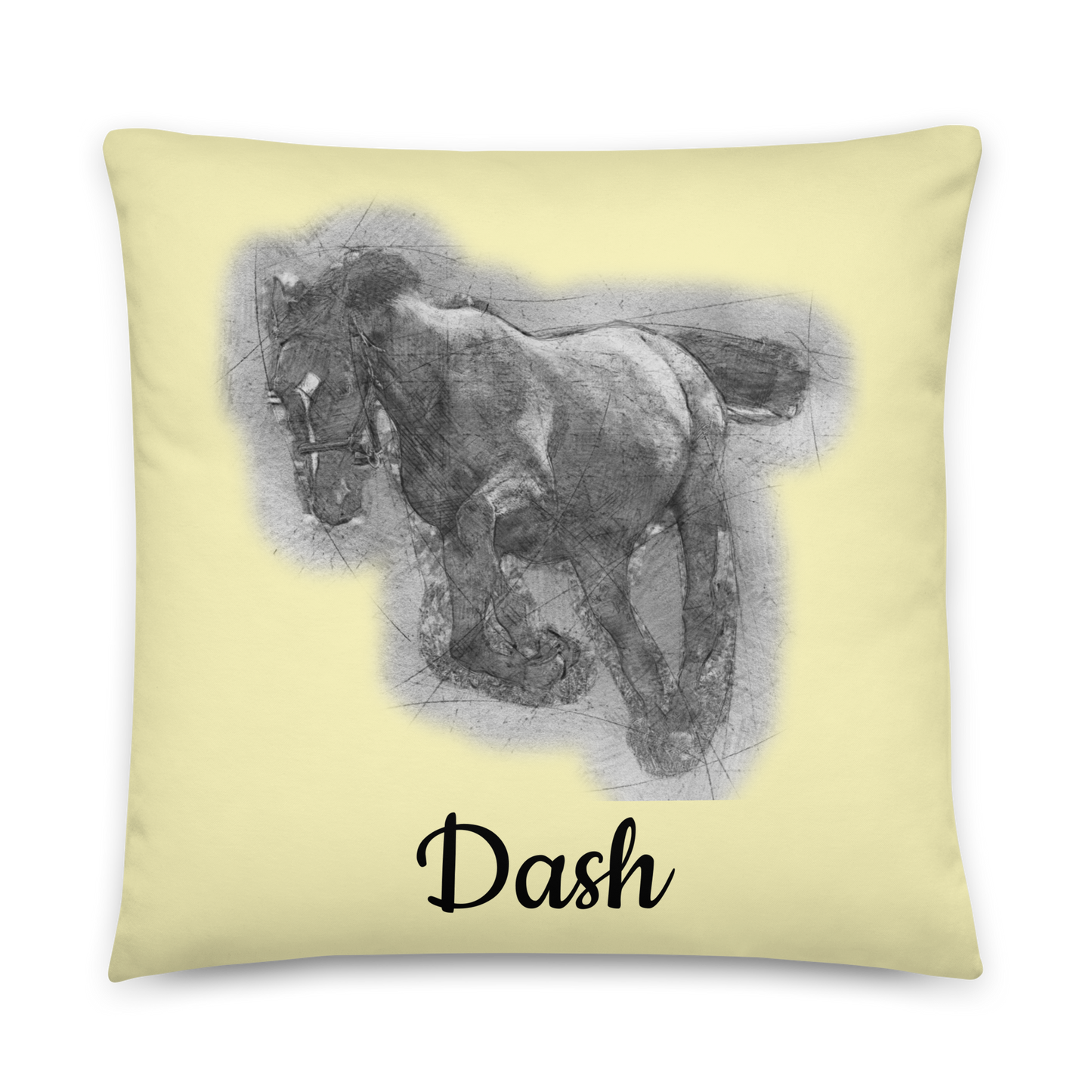 Hand Drawn Horse || Horse Square Throw Pillow - Pencil Drawing - Personalized; Personalized with your horse