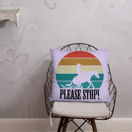 Hand Drawn Horse || Horse Square Throw Pillow - Design: "Stop"; Static Design; Personalizable Text