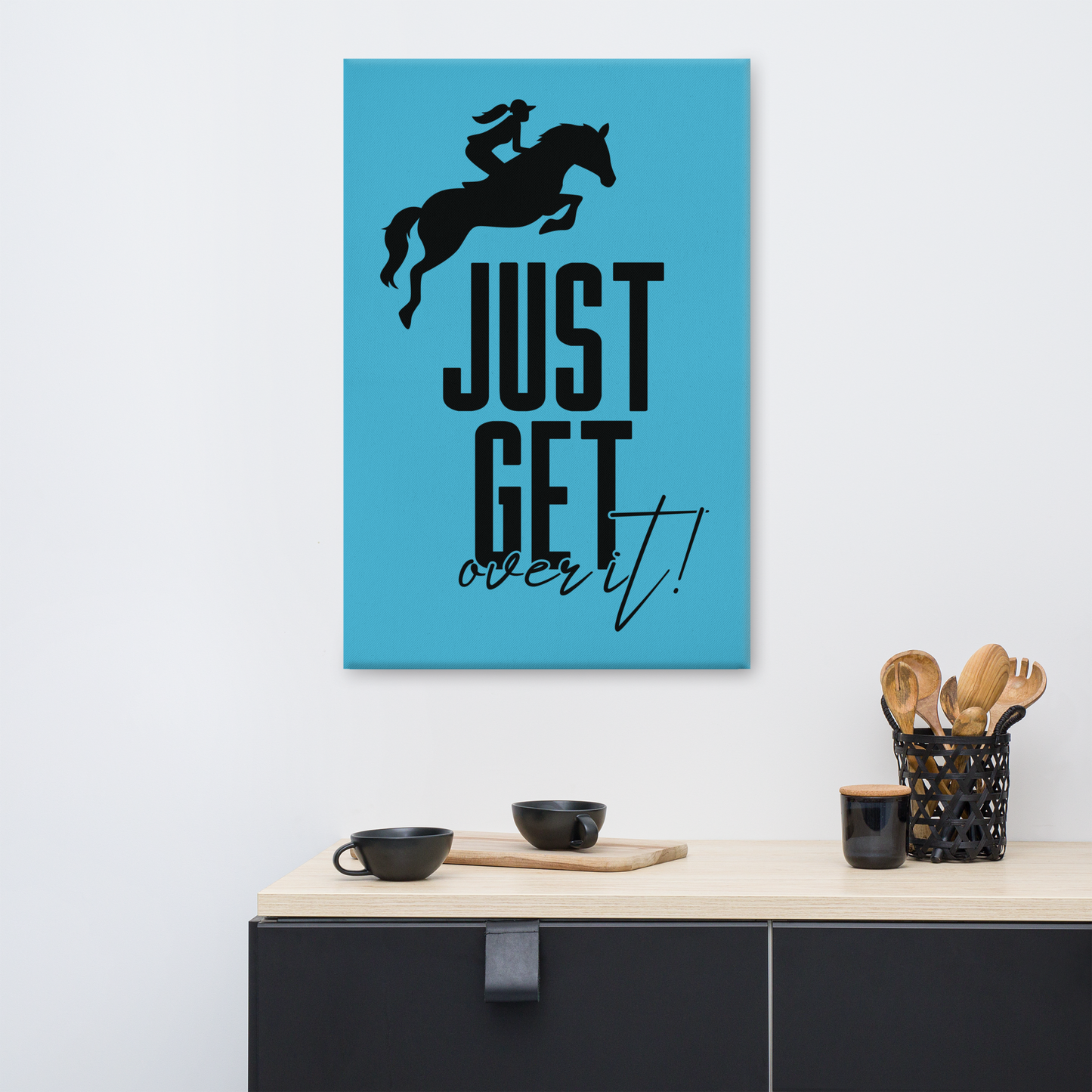 Hand Drawn Horse || Wall Art Canvas - Design: "Get Over It"; Static Design; Personalizable Text