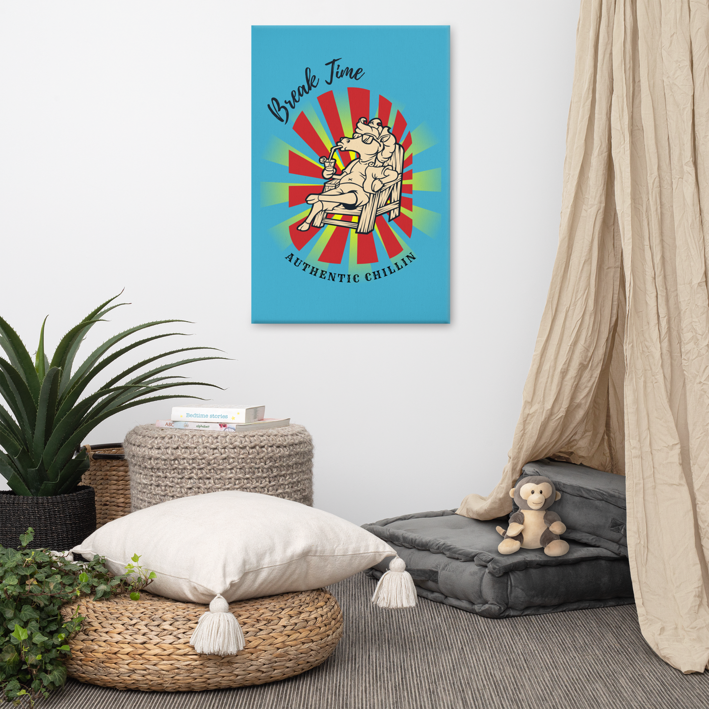 Hand Drawn Horse || Wall Art Canvas - Design: "Break Time"; Static Design; Personalizable Text