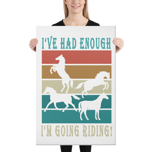 Hand Drawn Horse || Wall Art Canvas - Design: "Going Riding"; Static Design; Personalizable Text