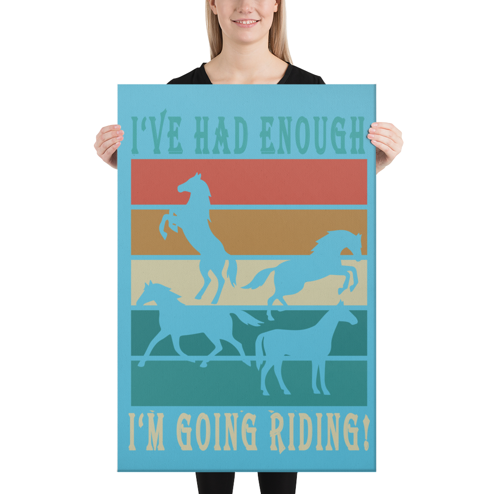 Hand Drawn Horse || Wall Art Canvas - Design: "Going Riding"; Static Design; Personalizable Text