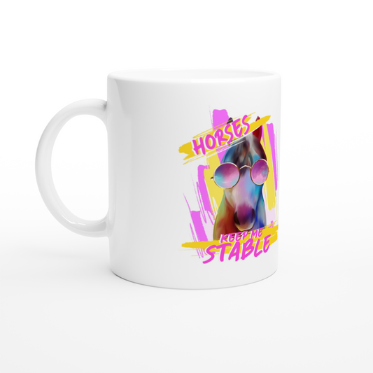 Hand Drawn Horse || 11oz Ceramic Mug - Design: "Stable"; Static Design; Personalizable Text