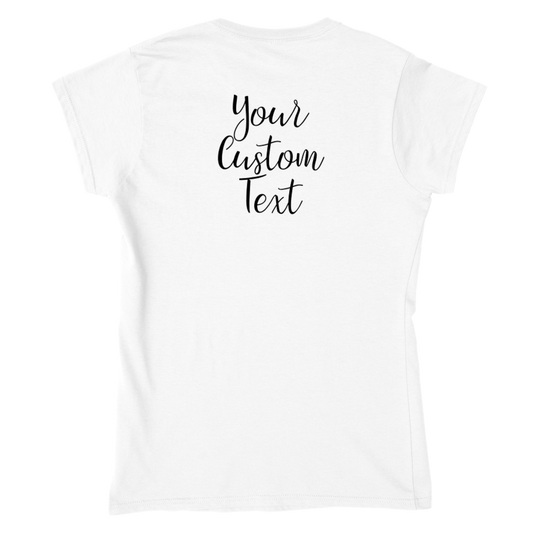 Hand Drawn Horse || Women's Crewneck T-shirt - Design: "FREEDOM"; Static Design; Personalizable Back Text