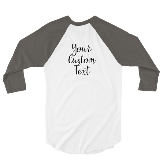 Hand Drawn Horse || Unisex 3/4 sleeve Raglan T-shirt - Design: "BREAK TIME"; Static Design; Personalizable Back Text