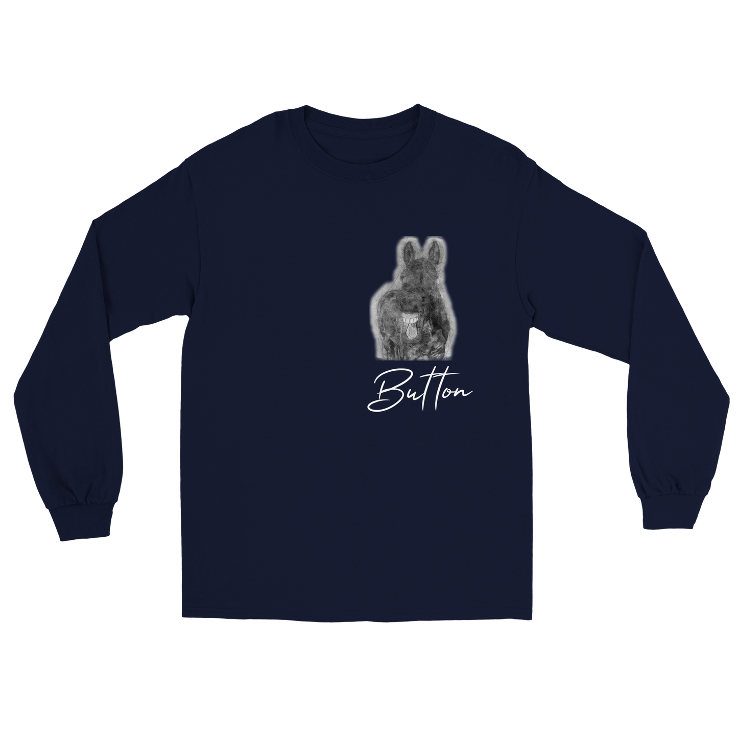 Hand Drawn Horse || Unisex Longsleeve T-shirt - Pencil Drawing - Personalized; Personalized with your horse