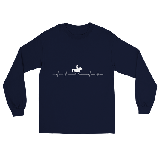 Hand Drawn Horse || Unisex Longsleeve T-shirt - Design: "Heartbeat"; Static Design; Personalizable Back Text