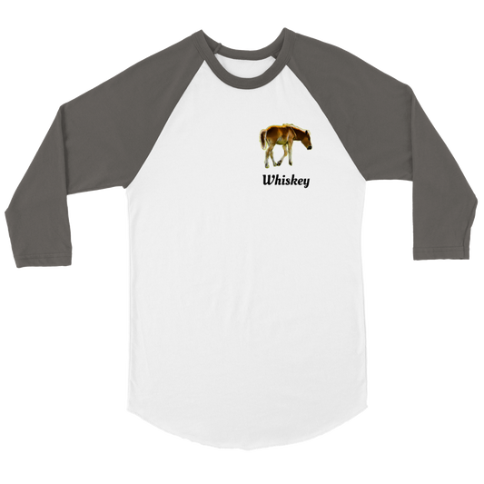 Hand Drawn Horse || Unisex 3/4 sleeve Raglan T-shirt - Comic - Personalized; Personalized with your horse