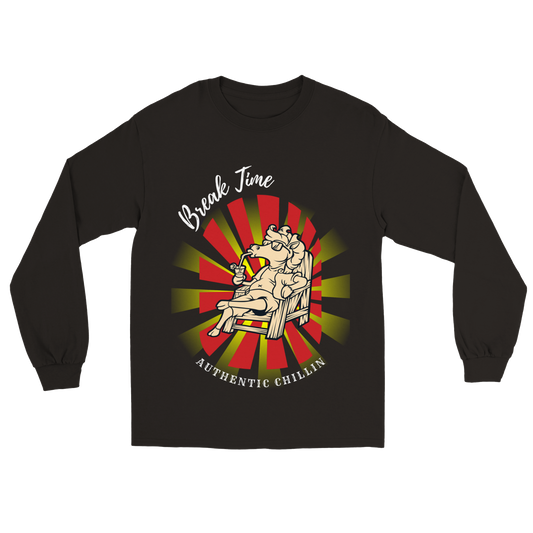 Hand Drawn Horse || Unisex Longsleeve T-shirt - Design: "Break Time"; Static Design; Personalizable Back Text