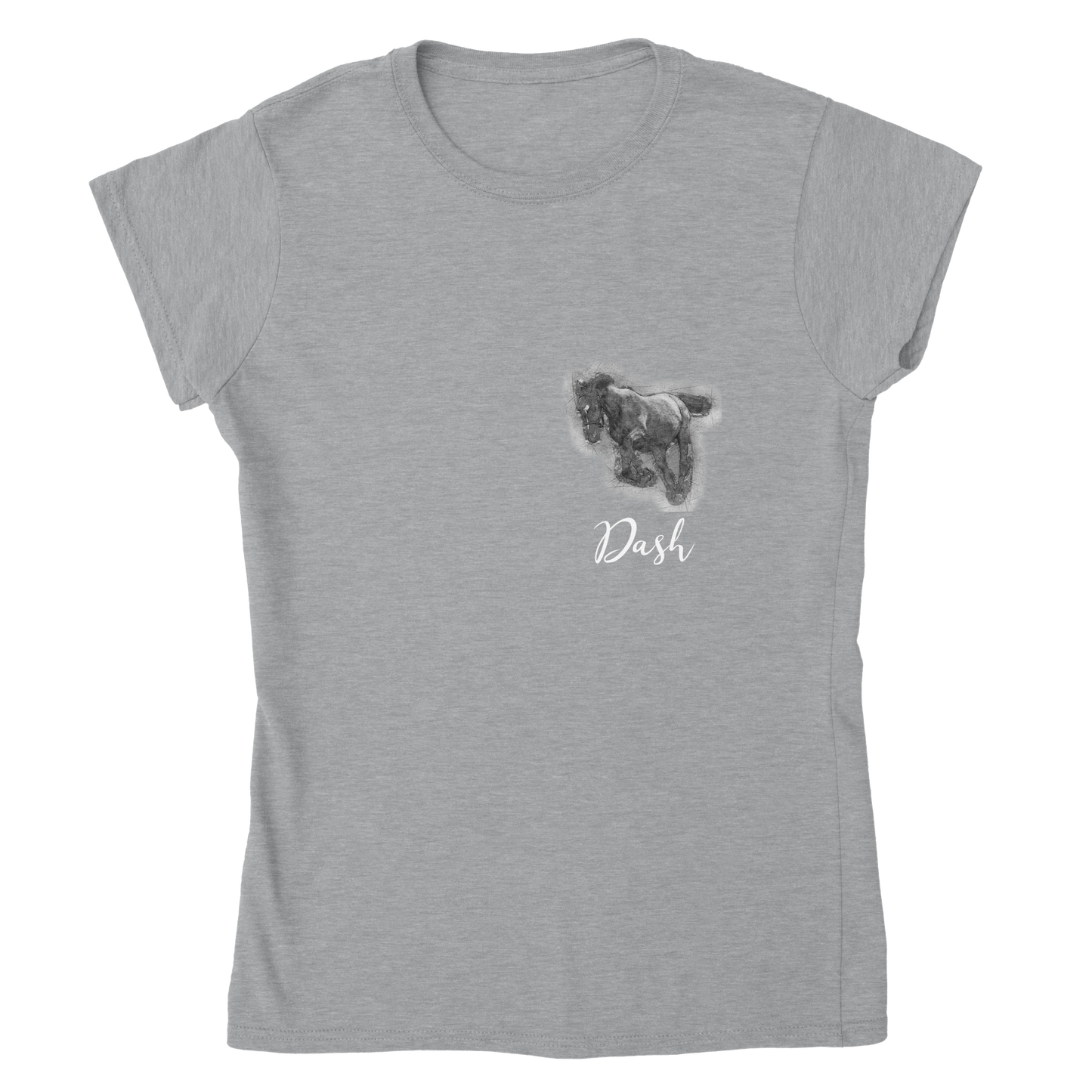 Hand Drawn Horse || Women's Crewneck T-shirt - Pencil Drawing - Personalized; Personalized with your horse