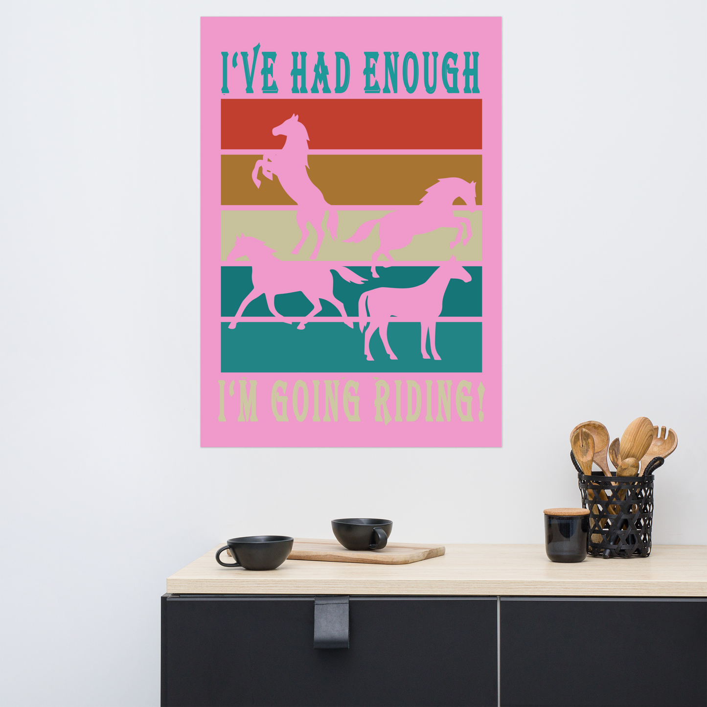 Hand Drawn Horse || Matte Paper Poster - Design: "Going Riding"; Static Design; Personalizable Text