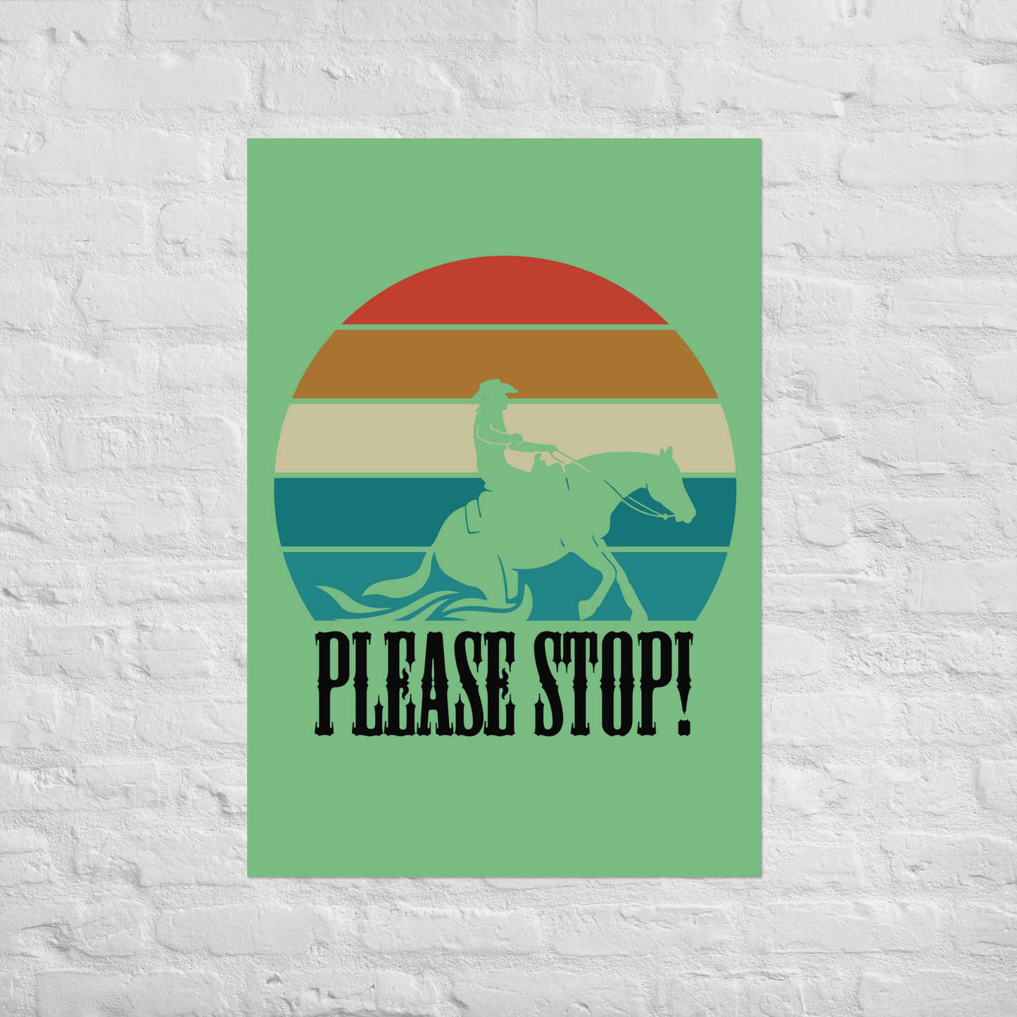 Hand Drawn Horse || Matte Paper Poster - Design: "Stop"; Static Design; Personalizable Text