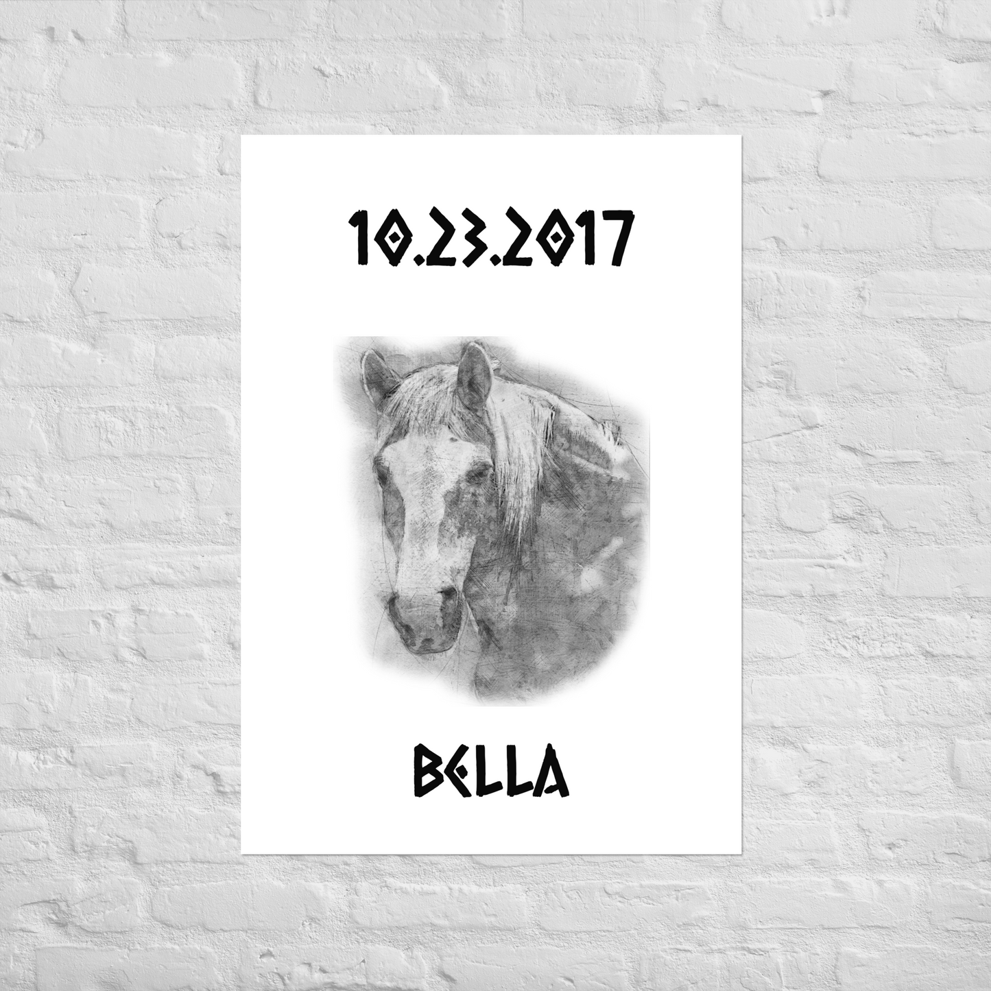 Hand Drawn Horse || Matte Paper Poster - Pencil Drawing - Personalized; Personalized with your horse