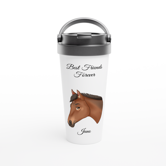 Hand Drawn Horse || 15oz Stainless Steel Travel Mug - Fairytale Cartoon - Hand Drawn & Personalized; Hand drawn & personalized with your horse