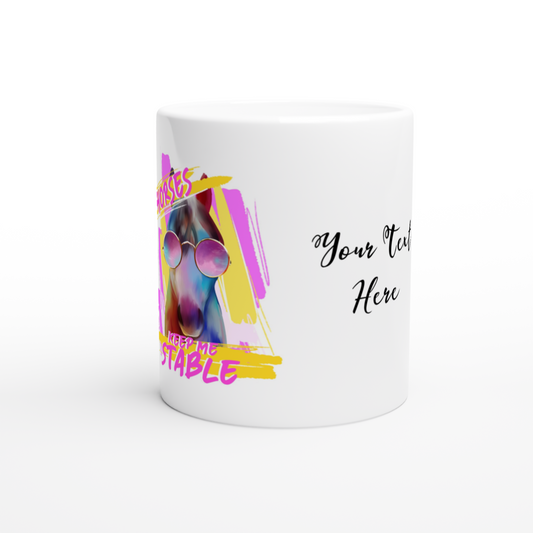 Hand Drawn Horse || 11oz Ceramic Mug - Design: "Stable"; Static Design; Personalizable Text