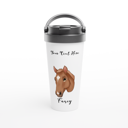 Hand Drawn Horse || 15oz Stainless Steel Travel Mug - Fairytale Cartoon - Hand Drawn & Personalized; Hand drawn & personalized with your horse