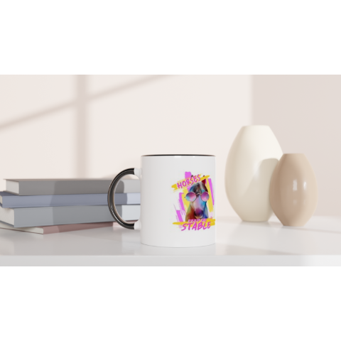 Hand Drawn Horse || 11oz Ceramic Mug with Color - Design: "Stable"; Static Design; Personalizable Text