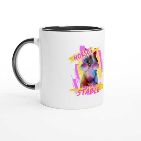 Hand Drawn Horse - 11oz Ceramic Mug with Color - Design: "Stable"