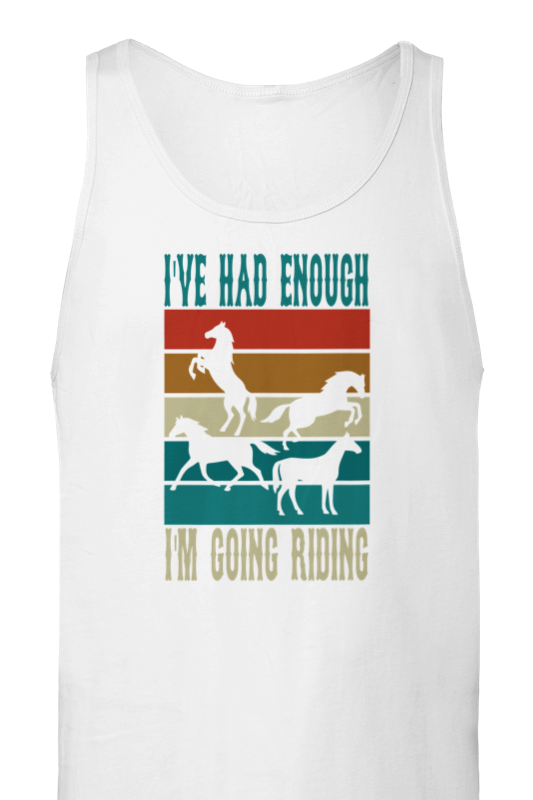 Hand Drawn Horse || Tank Top - Design: "Going Riding"; Static Design; Personalizable Back Text