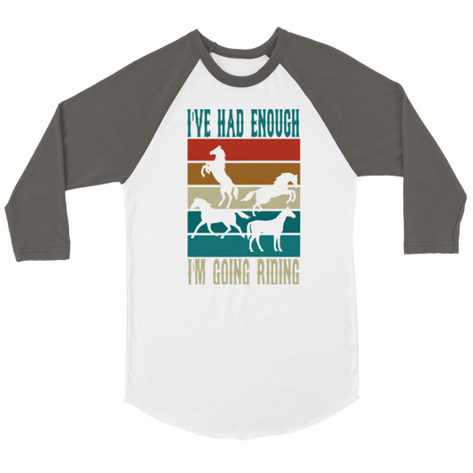 Hand Drawn Horse || 3/4 Sleeve - Design: "Going Riding"; Static Design; Personalizable Back Text