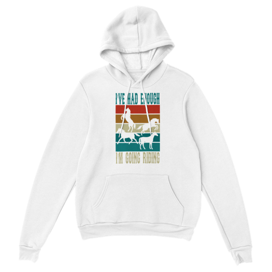 Hand Drawn Horse || Unisex Hoodie - Design: "Going Riding"; Static Design; Personalizable Back Text