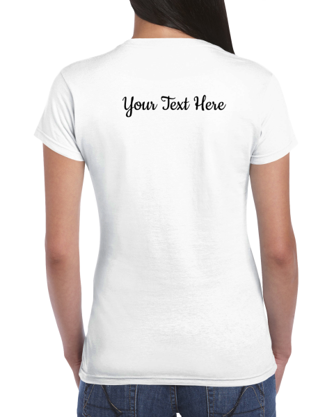 Hand Drawn Horse || Womens T-shirt - Design: "Stop!"; Static Design; Personalizable Back Text