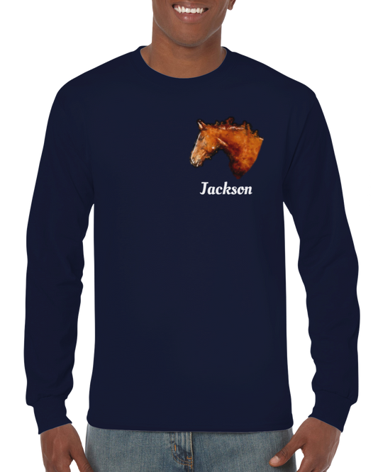Hand Drawn Horse || Unisex Longsleeve T-shirt - Oil Painting - Personalized; Personalized with your horse