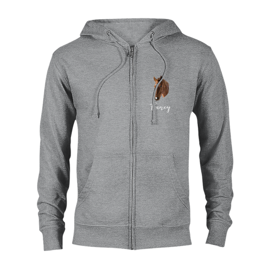 Hand Drawn Horse || Unisex Zip Hoodie - TruPaint - Hand Drawn & Personalized; Hand drawn & personalized with your horse