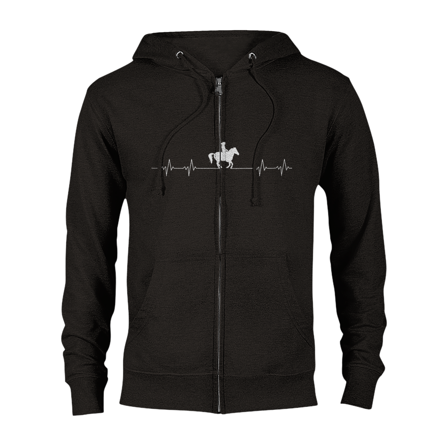 Hand Drawn Horse || Unisex Zip Hoodie - Design: "HEARTBEAT"; Static Design; Personalizable Back Text