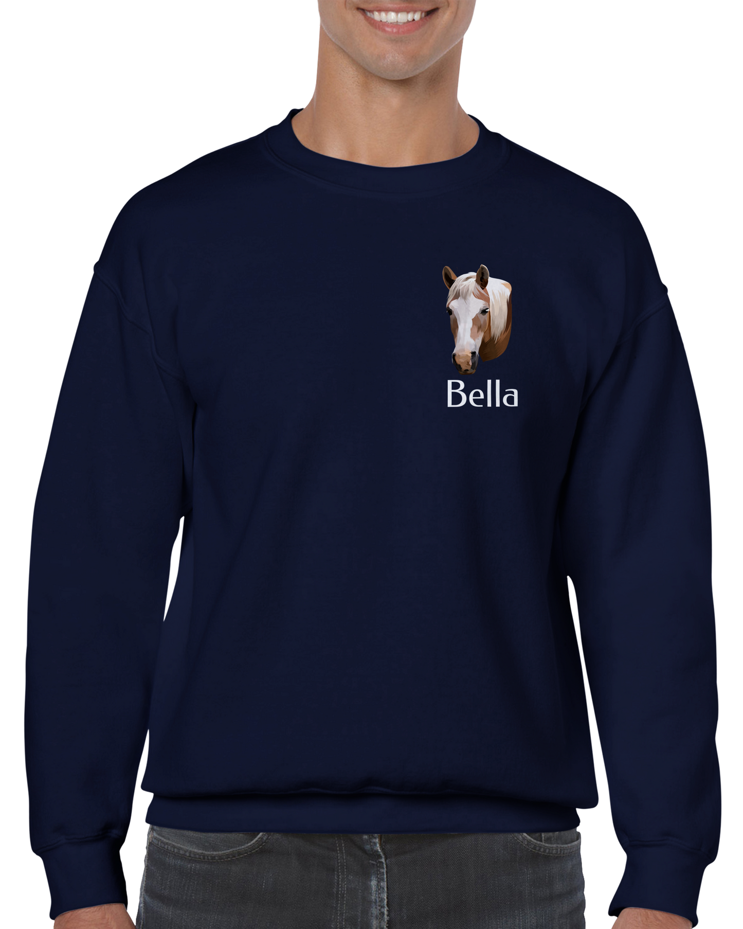 Hand Drawn Horse || Unisex Crewneck Sweatshirt - TruPaint Hand Drawn & Personalized; Hand drawn & personalized with your horse