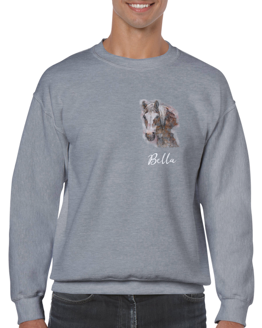Hand Drawn Horse || Unisex Crewneck Sweatshirt - Pencil Drawing - Personalized; Personalized with your horse
