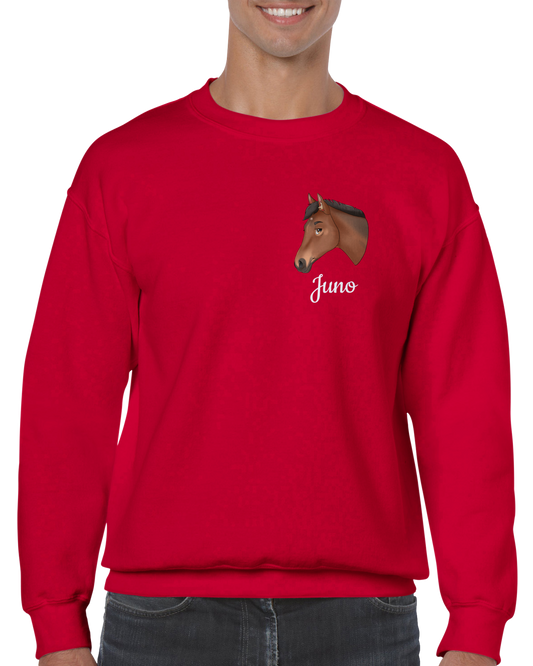 Hand Drawn Horse || Unisex Crewneck Sweatshirt - Fairytale Cartoon - Hand Drawn & Personalized; Hand drawn & personalized with your horse