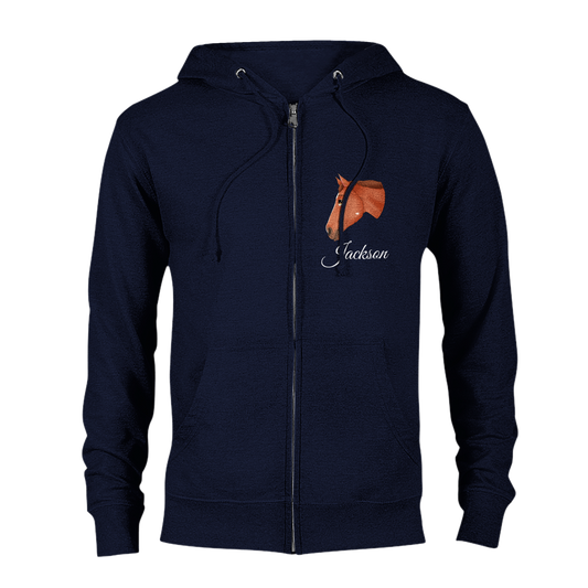 Hand Drawn Horse || Unisex Zip Hoodie - Fairytale Cartoon - Hand Drawn & Personalized; Hand drawn & personalized with your horse