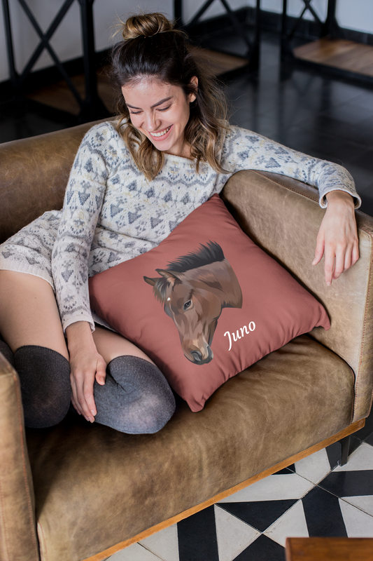 Hand Drawn & Personalized Square Horse Pillow - TruPaint