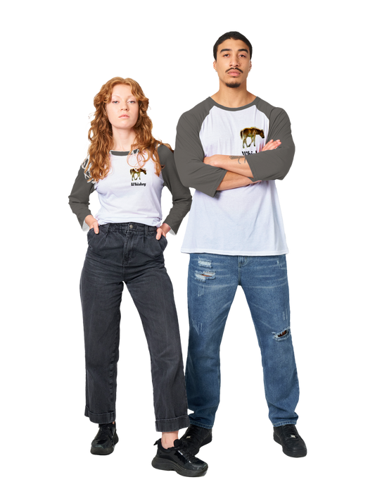 Hand Drawn Horse || Unisex 3/4 sleeve Raglan T-shirt - Comic - Personalized; Personalized with your horse