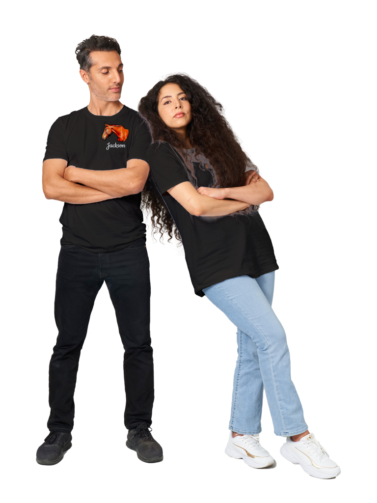 Hand Drawn Horse || Unisex Crewneck T-shirt - Comic - Personalized; Personalized with your horse