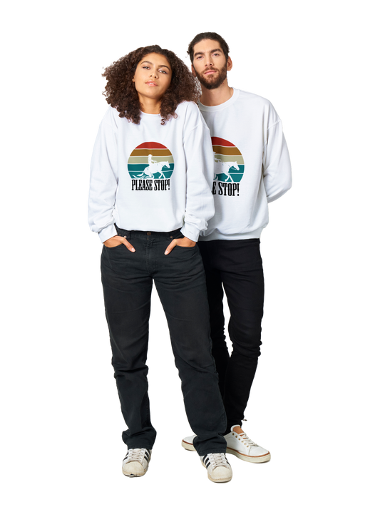 Hand Drawn Horse || Unisex Sweatshirt - Design: "Stop!"; Static Design; Personalizable Back Text