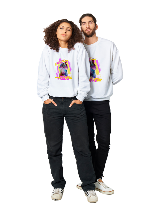 Hand Drawn Horse || Unisex Crewneck Sweatshirt - Design: "STABLE"; Static Design; Personalizable Back Text