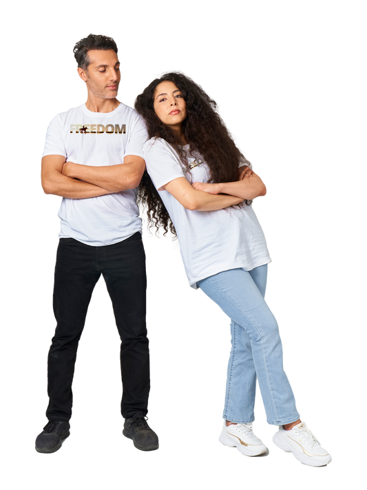 Hand Drawn Horse || Unisex T-shirt - Design: "FREEDOM"; Static Design; Personalizable Back Text