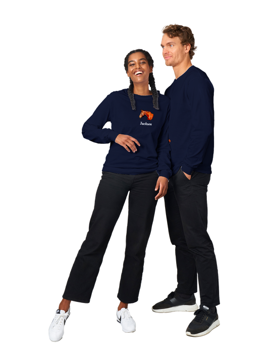 Hand Drawn Horse || Unisex Longsleeve T-shirt - Comic - Personalized; Personalized with your horse