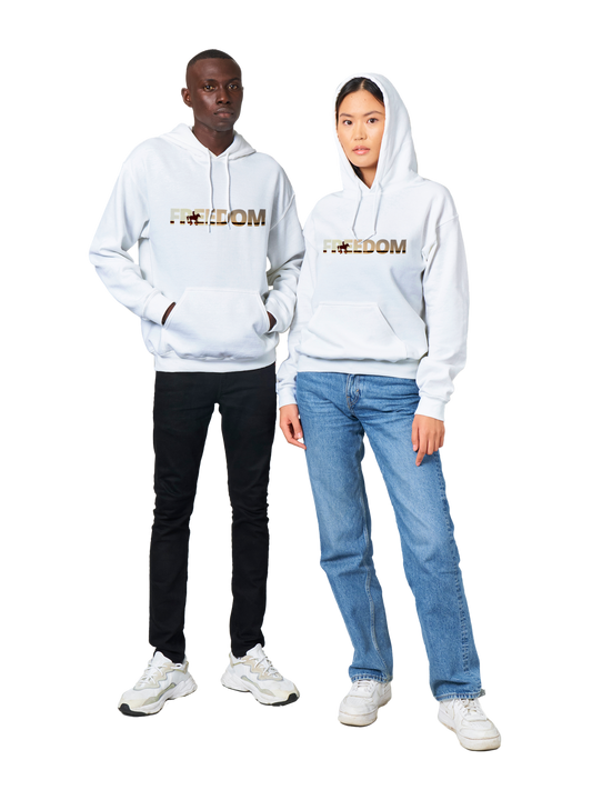 Hand Drawn Horse || Unisex Hoodie - Design: " FREEDOM "; Static Design; Personalizable Text