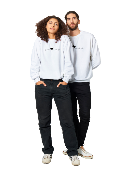 Hand Drawn Horse || Unisex Crewneck Sweatshirt - Design: "HEARTBEAT"; Static Design; Personalizable Back Text