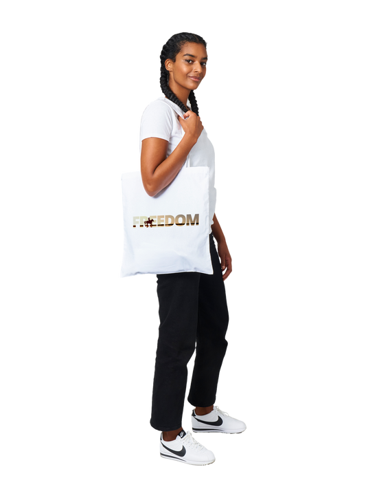 Hand Drawn Horse || Tote Bag - Design: "FREEDOM"; Static Design; Personalizable Text