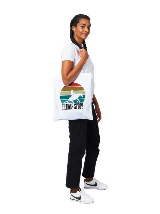 Hand Drawn Horse || Tote Bag - Design: "STOP"; Static Design; Personalizable Text